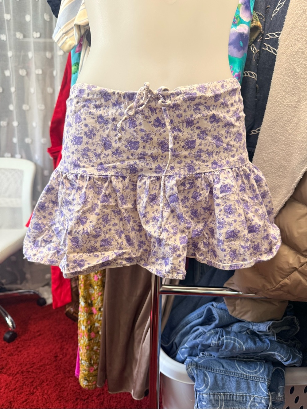 Charlotte Russe Lavender Floral Ruffle Mini Skirt